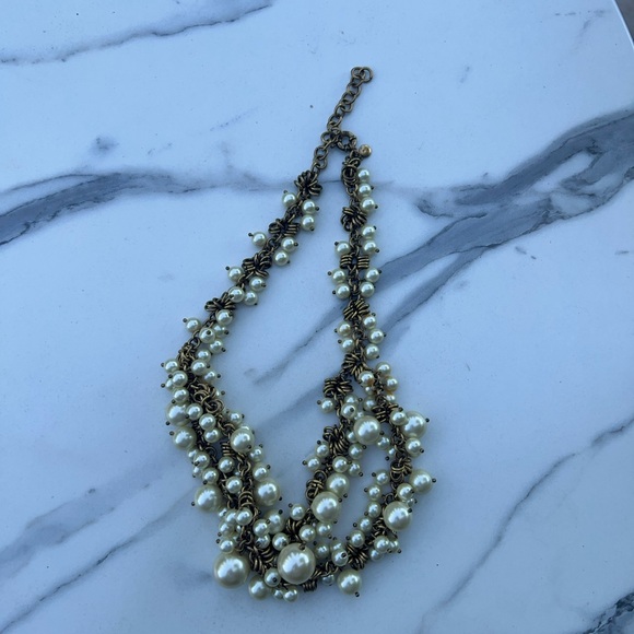 J Crew faux pearl and brass necklace - Picture 3 of 4